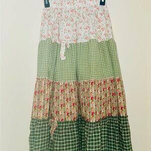 Patchwork Tiered Maxi Skirt